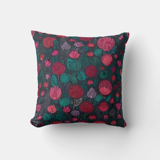 Elegant Flowers Pattern Cushion (Front)