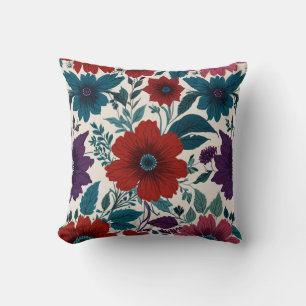 Elegant Flowers Pattern Throw Pillow