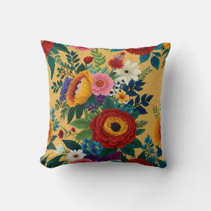Elegant Flowers Pattern  Throw Pillow