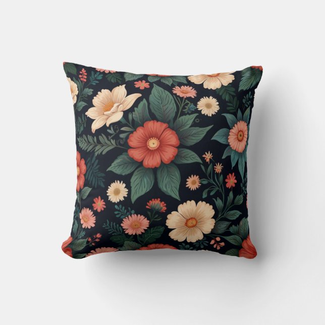 Elegant Flowers Pattern  Throw Pillow (Front)
