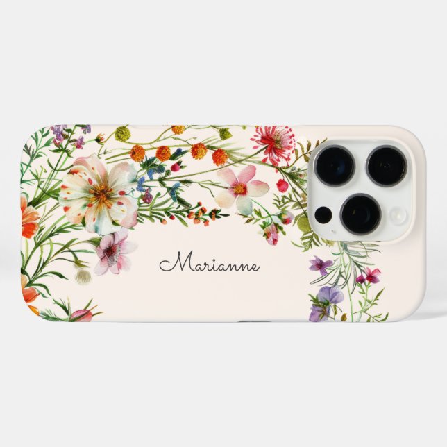 Elegant Flowers Personalized Name Case-Mate iPhone Case (Back (Horizontal))