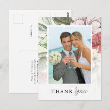Elegant Flowers Photo Wedding Thank You