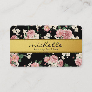 Elegant Flowers Vintage Gold Band Business Card