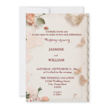 Elegant flowers Wedding Invitation Card Custom