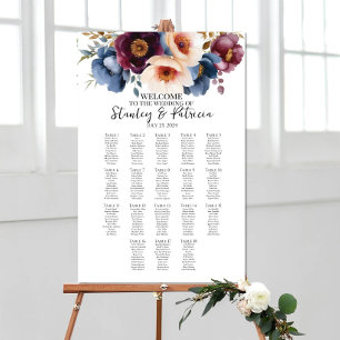 Elegant flowers wedding seating chart 18 tables