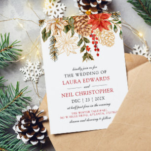 Elegant Flowers Winter Wedding Invitation