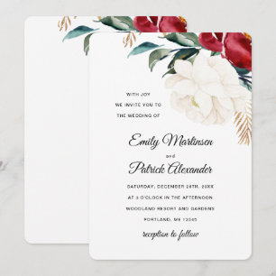 Elegant Flowers with Greenery Christmas Wedding Invitation