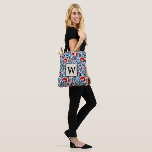 Elegant Flowers with Monogram Bridesmaid Initial Tote Bag