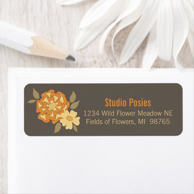 Elegant Flowers Yellow Brown Botanical Stationery (Insitu)