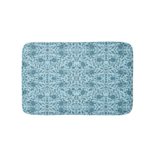 Elegant Flowery Teal Damask Bath Mat