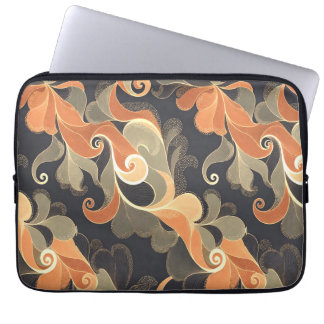 Elegant Flowing Florals in Warm Gold & Peach Laptop Sleeve