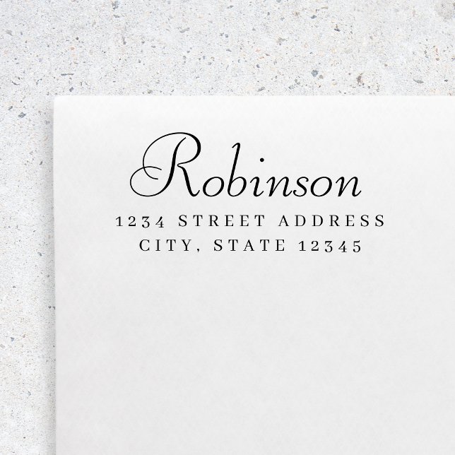 Elegant Flowy Script Wedding Return Address Self-inking Stamp (Creator Uploaded)