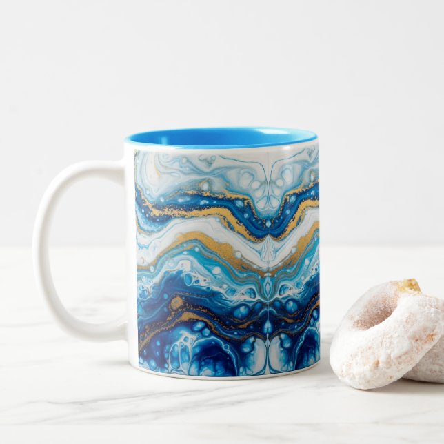 Elegant Fluid Art Decorative Coffee Mugs Abstract (With Donut)
