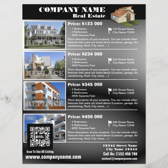 Elegant flyer with white QR code (QR452) (Front)