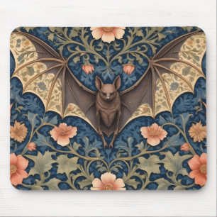 Elegant Flying Bat William Morris Inspired Floral Mouse Pad