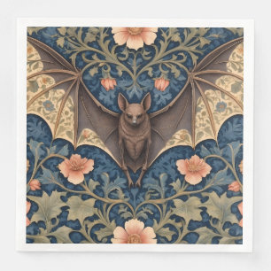 Elegant Flying Bat William Morris Inspired Floral Napkin