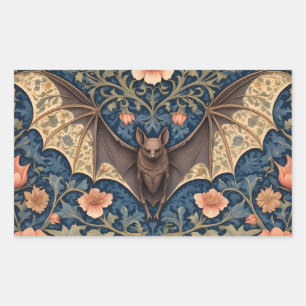 Elegant Flying Bat William Morris Inspired Floral Sticker