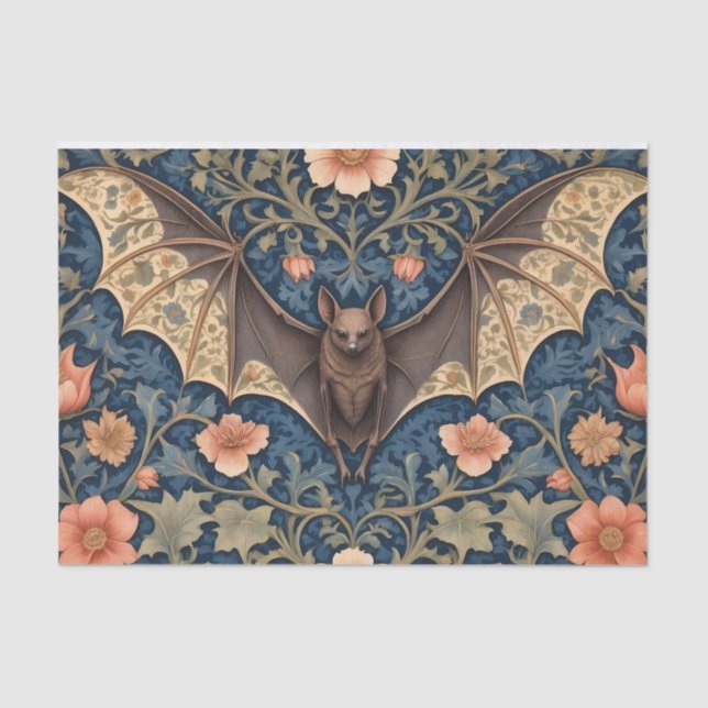 Elegant Flying Bat William Morris Inspired Floral Tissue Paper (Front)