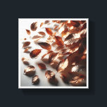 Elegant Flying Copper Leaves - Modern Metallic Aut Canvas Print<br><div class="desc">A stunning contemporary abstract featuring a dynamic flurry of metallic copper and bronze leaves caught in a gentle breeze. The high-detail textures and radiant metallic finish create a sense of elegant motion against a clean, neutral background. Ideal for modern living rooms, autumn-themed decor, or as a sophisticated statement piece in...</div>