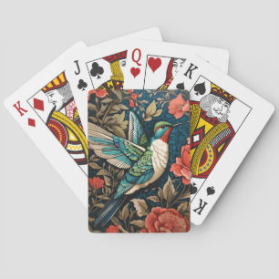 Elegant Flying Hummingbird William Morris Inspired Playing Cards