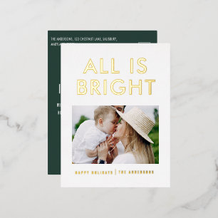 elegant foil 1 photo modern foil holiday postcard