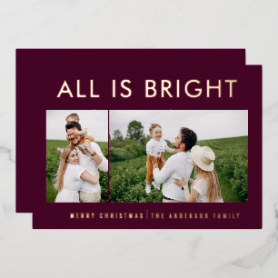 elegant foil 2 photo modern foil holiday card