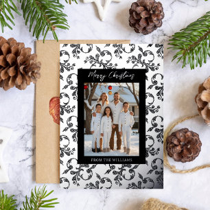 Elegant Foil Christmas Card Template Holiday Black