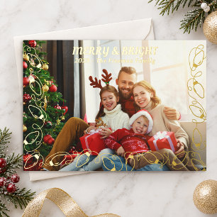 Elegant Foil Christmas Lights Photo Card