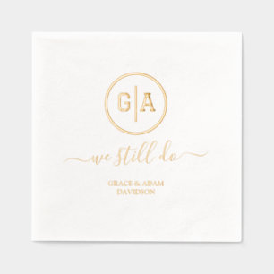 Elegant Foil Divider Monogram Wedding We Still Do Napkins
