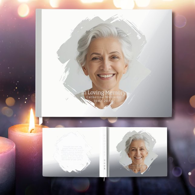 Elegant Foil Funeral Guest Book Photo Memory Book (Creator Uploaded)