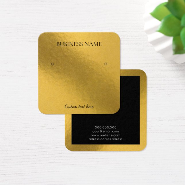 Elegant foil gold earrings square display card (Desk)