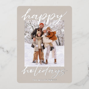 Elegant Foil Happy Holidays Photo Card Christmas 
