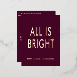elegant foil no photo modern foil holiday postcard