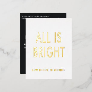 elegant foil no photo modern foil holiday postcard