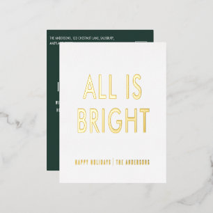 elegant foil no photo modern foil holiday postcard