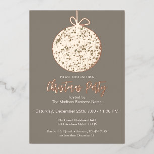 Elegant Foil Ornament Chrismas Party Invitation