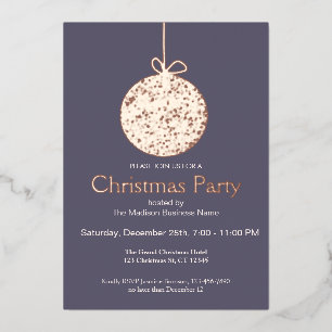 Elegant Foil Ornament Chrismas Party Invitation