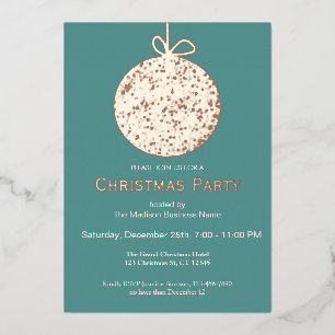 Elegant Foil Ornament Chrismas Party Invitation
