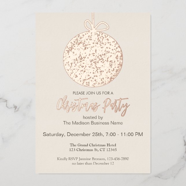Elegant Foil Ornament Chrismas Party Invitation (Front)