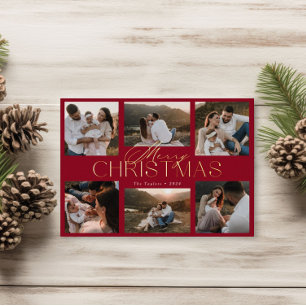 Elegant Foil-Pressed Christmas Card with Six-Photo