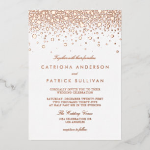 Elegant Foil Pressed Confetti Dots Wedding Rose