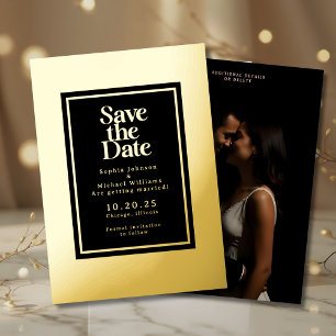 Elegant Foil Save the Date Template Photo Modern