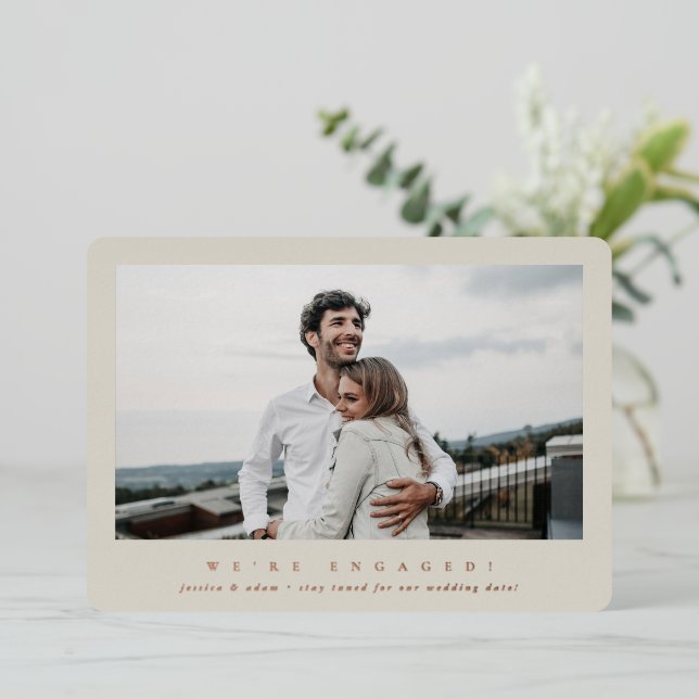 Elegant Foil Single Photo Engagement Announcement (Standing Front)