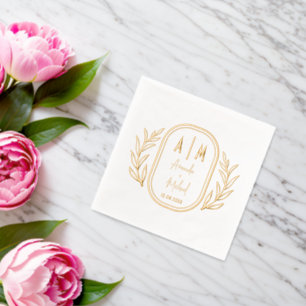 Elegant Foil Stamped Napkins with monograms.