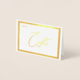 Elegant Foil Wedding Table Number Tent - EIGHT