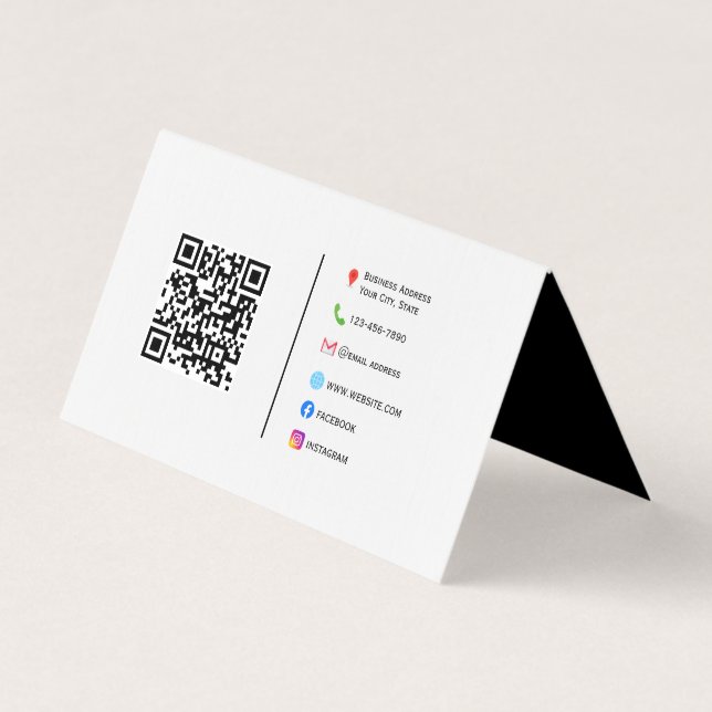 Elegant Folded Business Card with Custom Logo & QR (Back)
