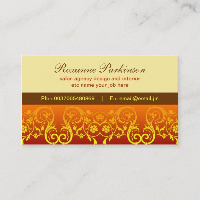 elegant folden yellow design business card (Front)