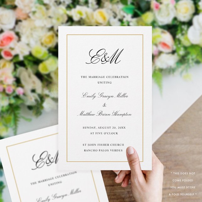 Elegant Folding Wedding Program Monogram Gold (Creator Uploaded)