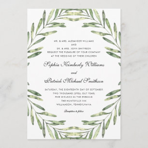 Elegant foliage   all parents hosting wedding invitation