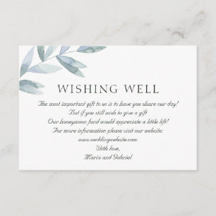 Elegant foliage. Botanical Wedding wishing well Enclosure Card